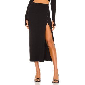 Alix NYC Fordham Black Side-Slit Midi Skirt